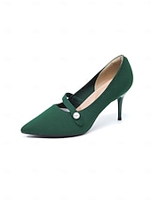 abordables Pompes Classiques-Women's Burgundy Pointed Toe Knit Pumps with Pearl Strap Accent – Comfortable High Stiletto Heels for Daily Commuting, Office Wear &amp; Elegant Professional Ladies