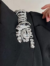 halpa Häät ACC-Miesten metalliseoksesta valmistettu tiikeririntaneula, kulta- ja hopeanvärisiä vaihtoehtoja, kristallikoristeinen, tyylikäs asuste häihin ja illallisjuhliin