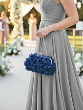 cheap Wedding Accessories-Women's Polyester Floral Clutch Bag with Short Chain Strap, Elegant 3D Petal Design, Multicolor Options, Lightweight Evening Handbag, Perfect for Weddings, Parties &amp; Formal Events