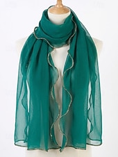 baratos Lenços Femininos-Lenço feminino leve em poliéster – várias cores, design macio e elegante, ideal para férias e uso casual no dia a dia.