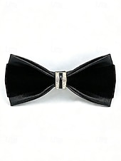 abordables Boda ACC-Pajarita de piel sintética para hombre: pajarita formal multicolor con detalle de diamantes de imitación, correa de cuello ajustable, estilo clásico y moderno para novios, bodas, San Valentín, fiestas y eventos formales.