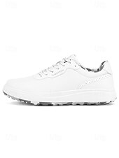 voordelige Heren Golf Schoenen-Witte golfschoenen voor heren zonder spikes, ademend bovenwerk, stabiele gripzool, minimalistische sportstijl voor golfbanen en casual gebruik.