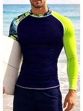 cheap Men's Rash Guard-Men's Standard Rash Guard Swim Shirt Geometric Abstract Camo / Camouflage UPF50+ UV Protection Quick Dry Long Sleeve Swimwear Sun Shirt Surfing Canoeing Beach Summer