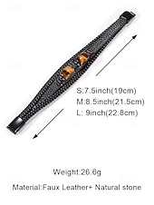 economico Gioielli da uomo-Bracciale da uomo in pietra naturale e finta pelle, cinturino da polso casual intrecciato in vari colori, gioielli alla moda da uomo per l'abbigliamento casual quotidiano e lo street style