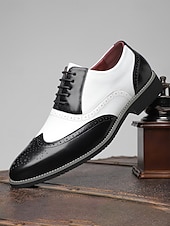 Χαμηλού Κόστους Παπούτσια Oxford-Κλασικά ασπρόμαυρα ανδρικά oxfords – κομψά δερμάτινα παπούτσια για γάμους και επίσημες συγκεντρώσεις