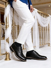 ieftine Pantofi derby-Pantofi clasici derby din piele ecologică pentru bărbați – design elegant și confortabil pentru nunți și evenimente formale