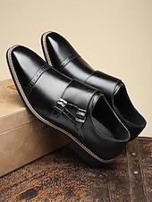 baratos Sapatos de monge-Homens Clássico Casual Formais Casamento Pele PU Confortável Antiderrapante Fivela Preto Verão Primavera Outono