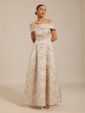  Femmes Robe maxi Robe à épaules dénudées Robe bustier Élégant Soirée Remise des Diplômes Coupe régulière Fleuri Sans manches Top épaules dénudées Champagne Été Printemps Automne