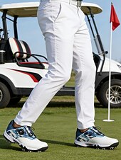 ieftine Încălțăminte de golf pentru bărbați-Adidași de golf pentru bărbați, albi și verzi, cu talpă cu crampoane, confortabili și rezistenți, perfecți pentru terenuri de golf și ieșiri active