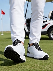 economico Scarpe da Golf da Uomo-scarpe da golf da uomo bianche e nere con design ventilato, ideali per campi da golf e sport all'aria aperta