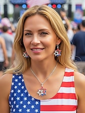  Az Egyesült Államok 250. évfordulós női hazafias csillag ékszerszett ötvözet nyaklánc és fülbevalók piros-fehér-kék kristály mintával felvonulások és ünnepi rendezvények