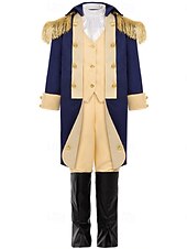  Set 250-årsjubileum USA Retro / vintage Medeltida kostymer Kläder Lång ärm George Washington Maskeradkläder Pojkar Karnival Självständighetsdagen Maskerad 4 juli Barn Kappa Byxor Hatt Alla årstider