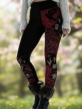 preiswerte -Damen Leggings Gemütliche Leggings Urlaub Vintage Ethno-Stil Volle Länge Hohe Taille Grafik Drucken Bequem Dehnbar Lässig Täglich Urlaub Schwarz Frühling Schmaler Schnitt