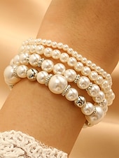 Недорогие Свадьба ACC-Женский набор браслетов из искусственного жемчуга, элегантный дизайн из серебра и жемчуга, разнообразные варианты для свадеб, вечеринок, торжественных мероприятий и в качестве свадебного аксессуара.
