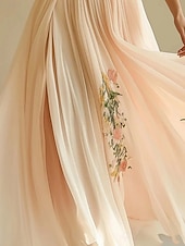 abordables Robes fleuries élégantes-Femmes Robe maxi Robe Décontractée Robe en Chiffon Robe Fleurie Élégant Mode Moderne Extérieur Vacances Sortir Coupe régulière Fleuri Manche Courte Col en V Rose Claire Été Printemps