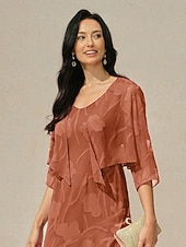  Dame Trekker på skuldrene Blomstret Grafisk Elegant Øsehals Vanlige topper Korallrød Sommer Vår