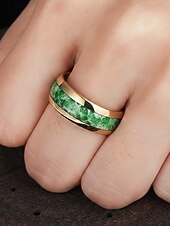 Недорогие Аксессуары-Мужское кольцо из нержавеющей стали с зеленой инкрустацией, в кельтском стиле, многоцветная отделка, прочное, удобное, идеально подходит для празднования Дня Святого Патрика и повседневного ношения.