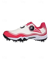 cheap Men's Golf Shoes-Men's Red and White Golf Shoes with Shock Absorption, Comfortable Footwear for Golf &amp; Active Lifestyles