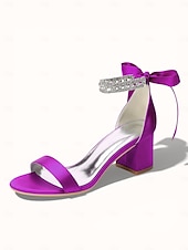 economico sposa-sandali da donna con tacco a blocco color argento, scarpe da sposa aperte con cinturino alla caviglia in cristallo per matrimoni in chiesa