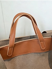 abordables Bolsos de mano y tote-Bolso grande de lona de poliéster para mujer con correa de hombro ajustable, bolso bandolera versátil en varios colores, bolso informal diario para viajes, trabajo y compras.