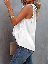 abordables Blusas Sencillas-Mujer Blusa Camisa sin mangas Lazo Leopardo Elegante Casual Sin Mangas Cuello halter Tops regulares Diario Festivos Ropa de playa Negro Blanco Rosa Azul Marino Verde Trébol Verano Primavera