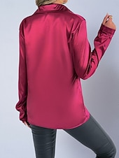 economico Bluse Semplici-Per donna Camicia Camicia in raso Camicia casual Blusa Bottoni Semplice Elegante Essenziale Classico Manica Lunga Colletto a Camicia Top Regolari Quotidiano Ferie Uscire Nero Bianco Rosso Blu Reale