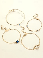 tanie Walentynki-Zestaw bransoletek z zawieszkami w kształcie serca dla kobiet, wielokolorowe bransoletki ze stopu z kryształkami, elegancka i romantyczna biżuteria dla kobiet, idealna na walentynki, na co dzień, na randkę i do codziennych stylizacji