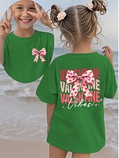 cheap Girl's 3D Playful Humor-Valentines Girls' 3D Graphic Bow tie T shirt Tee Short Sleeve 3D Print Summer Spring Sports Fashion Streetwear Kids 4-12 Years Crew Neck Casual Daily Outdoor Regular Fit