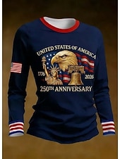  Ziua Independenței Americane Pulover pentru Femei T Shirt Grafic Steag Stilat Clasic Casual Mâneci Lungi Guler Crew Guler Rotund Imprimare Zile Albastru Negru Vară Primăvară Toamnă Iarnă
