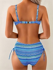 זול סטים של ביקיני-בגדי ריקוד נשים בגדי ים ביקיני 2 חתיכות מותן גבוה בגד ים רזה גב חשוף חופשה בגדי חוף נמר גיאומטרי ללא שרוולים בגדי ים