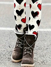 abordables -Femmes Leggings Leggings confortables Vacances Occasionnel Longueur complète Taille hautePantsSaint Valentin Cœur Graphique Impression Confort Confortable Élastique Occasionnel Quotidien Vacances
