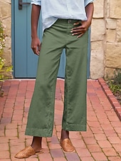 abordables Fondos-Mujer Pantalones con tacto de lino Perneras anchas Chinos Pantalones de verano Vacaciones Ropa de calle Básico Hasta el Tobillo Media cintura Plano Bolsillo Confortable Comodidad Rígido Diario