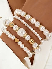 Недорогие Свадьба ACC-Женский набор браслетов из искусственного жемчуга, элегантный дизайн из серебра и жемчуга, разнообразные варианты для свадеб, вечеринок, торжественных мероприятий и в качестве свадебного аксессуара.