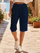 abordables Fondos-Mujer Pantalones Capri Pantalón corto Pantalones cortos de verano Pantalones cortos holgados Vacaciones Casual Boho Longitud de la rodilla Media cintura Plano Bolsillo Cintura elástica Comodidad