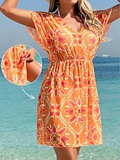 Χαμηλού Κόστους Ολόσωμα μαγιό-Γυναικεία Μαγιό Ενα κομμάτι Μαγιό Μονοκίνι Μαγιό Έλεγχος κοιλιάς Ψηλή Μέση Λεπτό Εξώπλατο Διακοπές Ρούχα παραλίας Φλοράλ Λεοπάρ Λαιμόκοψη V Αμάνικο Κοντομάνικο Μαγιό