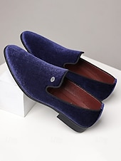 abordables Mocasines-Mocasines de terciopelo azul marino para hombre: zapatos sin cordones modernos y cómodos para bodas y fiestas.