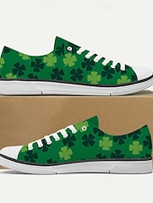  Sneakers basse da donna con stampa trifoglio di San Patrizio: classiche scarpe casual in tela con lacci per adolescenti e adulti, perfette per lo streetwear, la scuola e le uscite festive