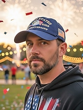 cheap Accessories-United States 250th Anniversary Men's Adjustable Cotton Cap with Embroidered American Flag, Multiple Colors, Ideal for Independence Day and Celebrations