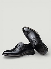 cheap Oxford Shoes-Men's Oxfords Derby Shoes Dress Shoes Business Classic Daily Office &amp; Career Party &amp; Evening Leather Cowhide Wear Proof Lace-up Black Yellow Blue Spring Fall