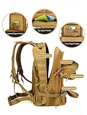 baratos Mochilas de Exterior-Mochila tática masculina camuflada em nylon, mochila militar de grande capacidade, bolsa multicolorida para atividades ao ar livre, como caminhadas, camping e viagens, com patch da bandeira americana.