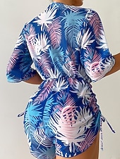 levne 3dílná sada bikin-Dámské Plavky Bikiny Tři kusy Odvážné Plavky Štíhlý Volná záda prázdniny Oblečení na pláž Květinový Grafika Ponořit se Bez rukávů Plavky