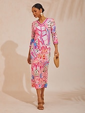 voordelige Boho-jurken-Blush&amp;Beast abstracte roze paisley stretchjurk