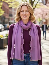 baratos Lenços Femininos-Lenço feminino leve em poliéster – várias cores, design macio e elegante, ideal para férias e uso casual no dia a dia.