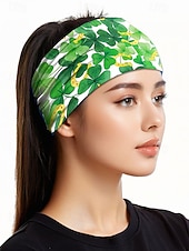 billiga Tillbehör-Damhårband med polyestertryck, flermönster med shamrockmönster för St. Patricks dag, stretchig och andningsbar festivalstil för högtidsfiranden, parader och vardagskläder