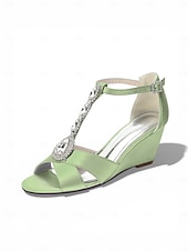 cheap Women-Women's Pink Satin Crystal Wedge Sandals – Elegant Dressy Style for Resort Evenings