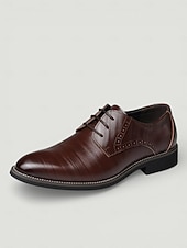 cheap Oxford Shoes-Men's Oxfords Derby Shoes Dress Shoes Business Classic Daily Office &amp; Career Party &amp; Evening Leather Cowhide Wear Proof Lace-up Black Yellow Blue Spring Fall