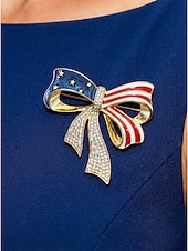 abordables Accessoires-Broche patriote en forme de nœud pour femmes du 250e anniversaire des États-Unis disponible en or et en argent en matériau allié parfait pour les célébrations de l'Amérique et du jour de