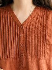 economico Vestiti-Per donna Abito Midi Abiti effetto lino Abito a Tubino Abito Estivo Casual Quotidiano Vestibilità comoda Semplice Manica 3/4 Scollo a V Blu Arancione Verde Beige Estate Autunno