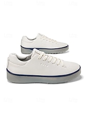 cheap Men's Golf Shoes-Men's White Golf Shoes, Lightweight Breathable Upper, Cushioned Grip Sole, Clean Sport Style for Golfers &amp; Outdoor Play