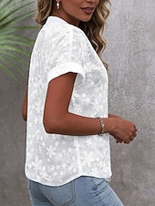 halpa pitsitopit-Naisten Paita Pitsipaita Pusero Mekkoiset topit Pitsi Napit Tavallinen Perus Moderni V kaula-aukko Päivittäin Katu Valkoinen Kesä